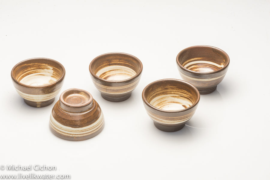 5 Cup Korean Tea Set- brown-white