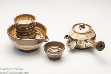 5 Cup Korean Tea Set- brown-white